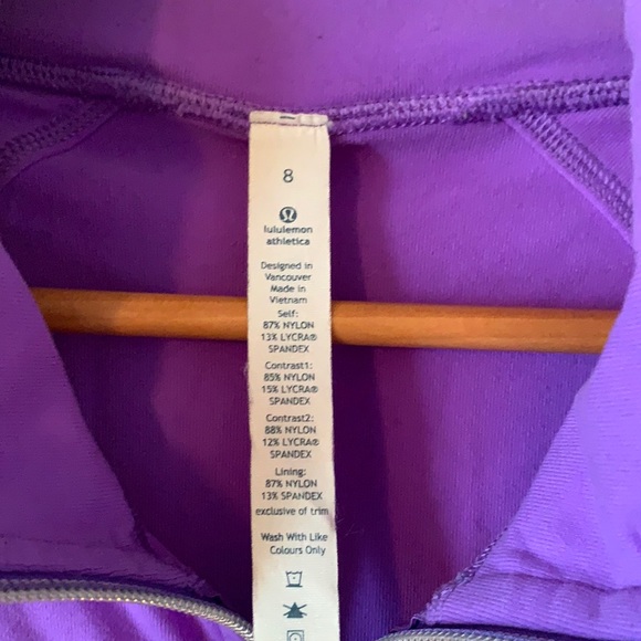 Lululemon Purple Zip up Size 8 - Picture 4 of 6
